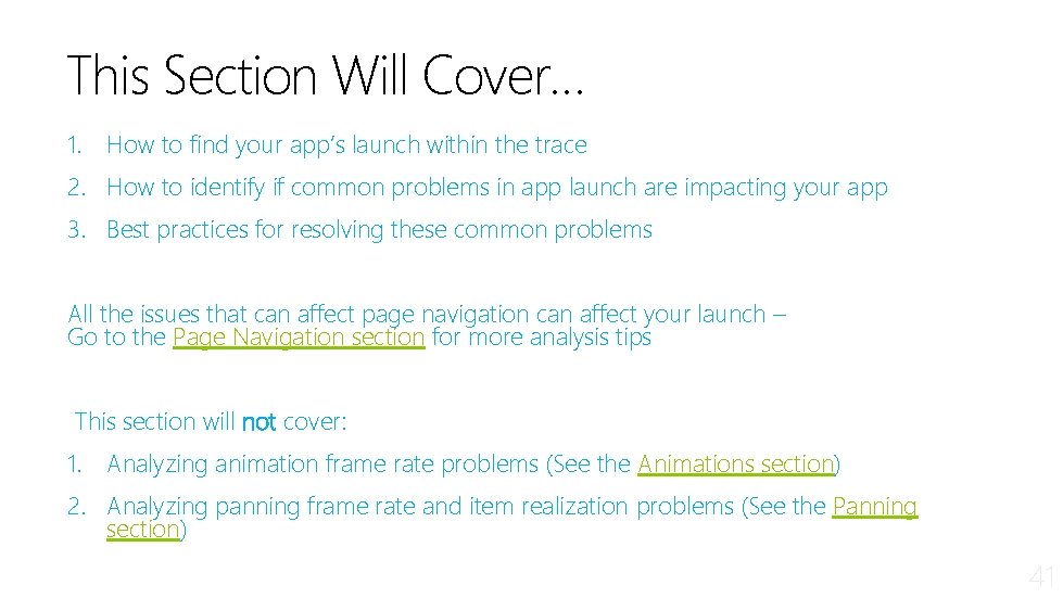 This Section Will Cover… 1. How to find your app’s launch within the trace
