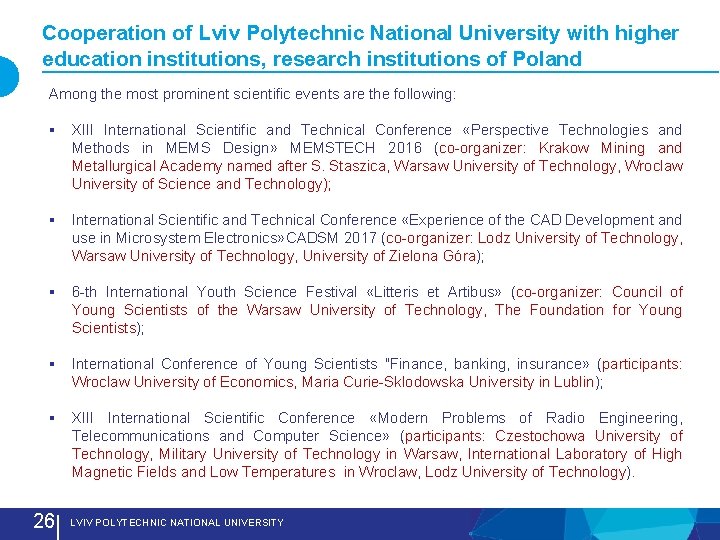 Cooperation of Lviv Polytechnic National University with higher education institutions, research institutions of Poland