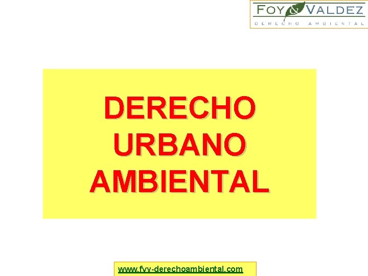 DERECHO URBANO AMBIENTAL www. fyv-derechoambiental. com 