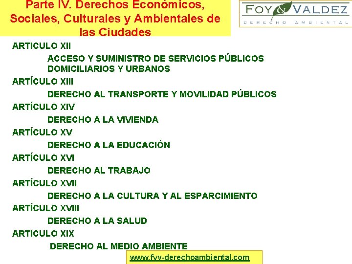 Parte IV. Derechos Económicos, Sociales, Culturales y Ambientales de las Ciudades ARTICULO XII ACCESO