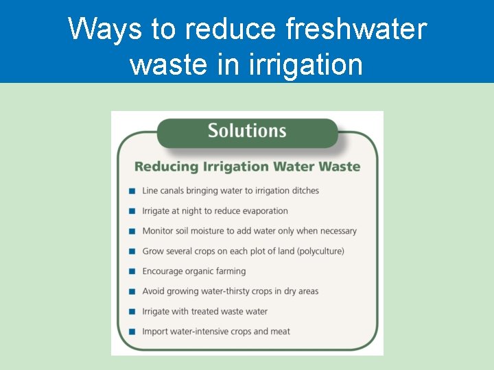 Ways to reduce freshwater waste in irrigation 