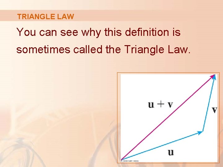 TRIANGLE LAW You can see why this definition is sometimes called the Triangle Law.