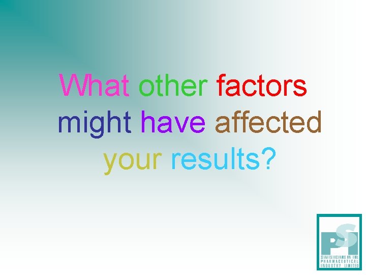 What other factors might have affected your results? What other factors might have affected your results?