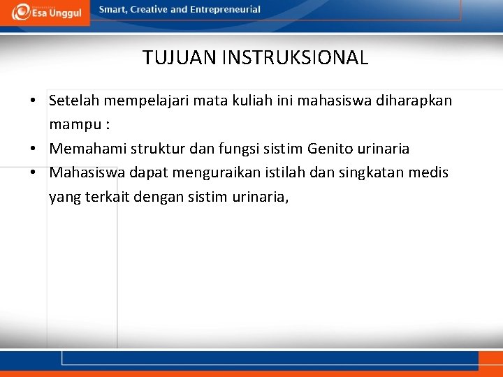 TUJUAN INSTRUKSIONAL • Setelah mempelajari mata kuliah ini mahasiswa diharapkan mampu : • Memahami