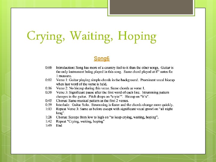 Crying, Waiting, Hoping Song 6 