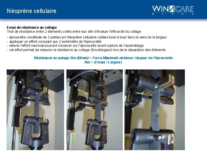 Néoprène cellulaire Essai de résistance au collage Test de résistance entre 2 éléments collés