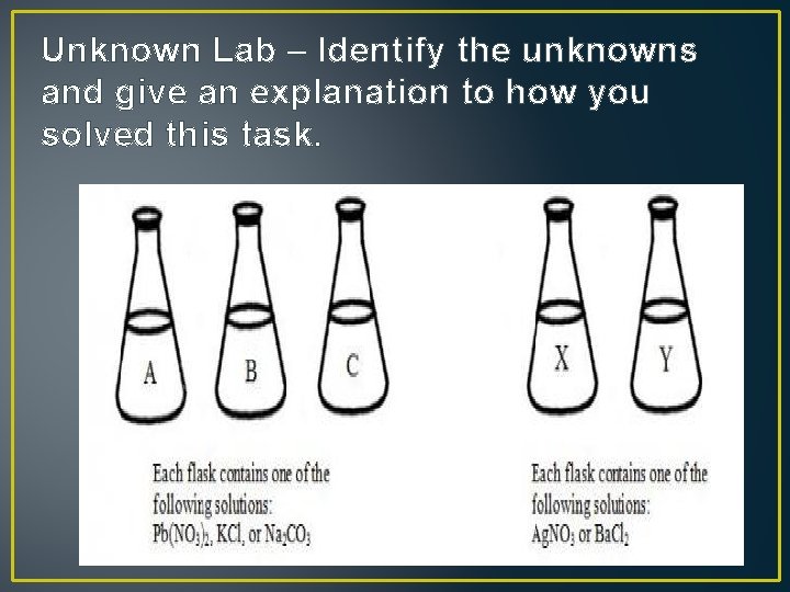 Unknown Lab – Identify the unknowns and give an explanation to how you solved
