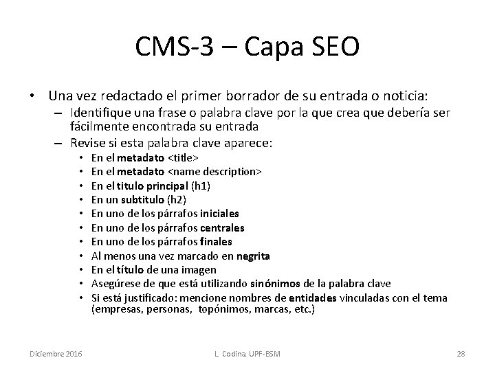 CMS-3 – Capa SEO • Una vez redactado el primer borrador de su entrada