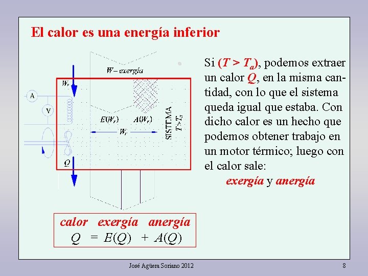 El calor es una energía inferior • Si (T > Ta), podemos extraer un