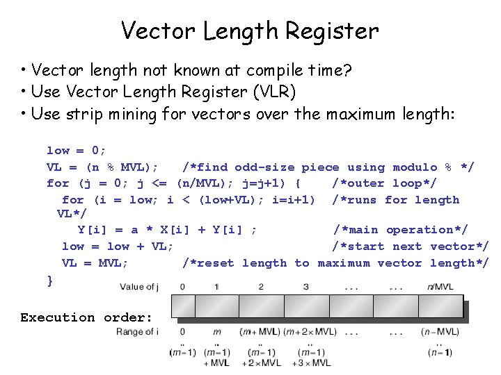 Vector Length Register • Vector length not known at compile time? • Use Vector