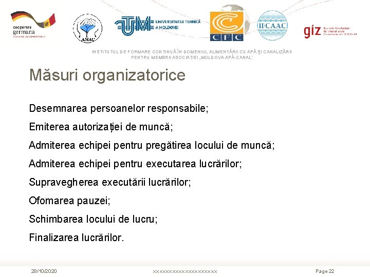 INSTITUTUL DE FORMARE CONTINUĂ ÎN DOMENIUL ALIMENTĂRII CU APĂ ŞI CANALIZĂRII PENTRU MEMBRII ASOCIAȚIEI