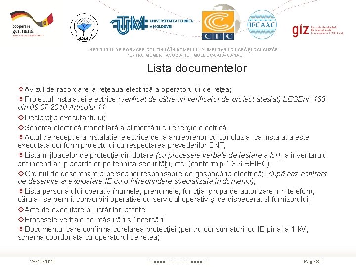 INSTITUTUL DE FORMARE CONTINUĂ ÎN DOMENIUL ALIMENTĂRII CU APĂ ŞI CANALIZĂRII PENTRU MEMBRII ASOCIAȚIEI