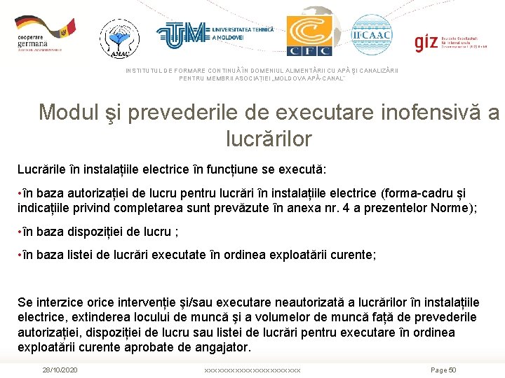 INSTITUTUL DE FORMARE CONTINUĂ ÎN DOMENIUL ALIMENTĂRII CU APĂ ŞI CANALIZĂRII PENTRU MEMBRII ASOCIAȚIEI