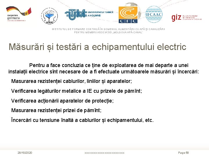 INSTITUTUL DE FORMARE CONTINUĂ ÎN DOMENIUL ALIMENTĂRII CU APĂ ŞI CANALIZĂRII PENTRU MEMBRII ASOCIAȚIEI