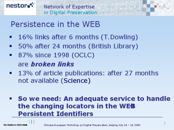 Network of Expertise in Digital Preservation Persistent Identifiers