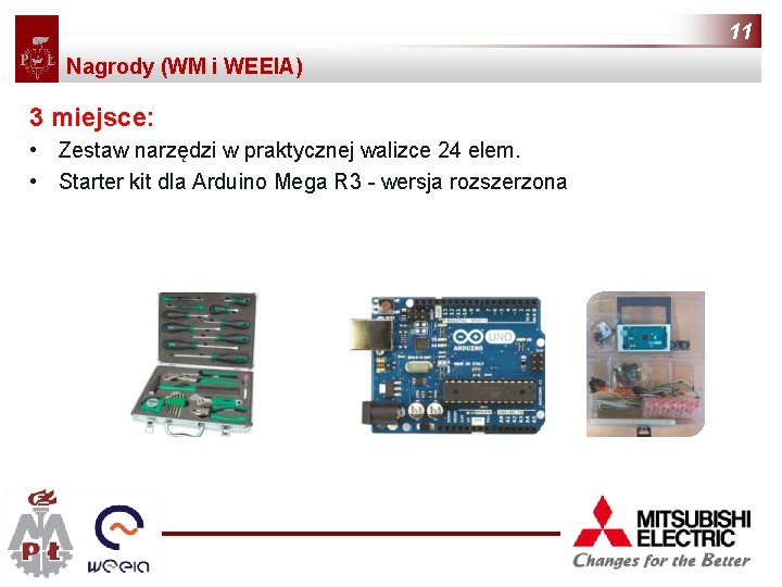 11 Nagrody (WM i WEEIA) 3 miejsce: • Zestaw narzędzi w praktycznej walizce 24