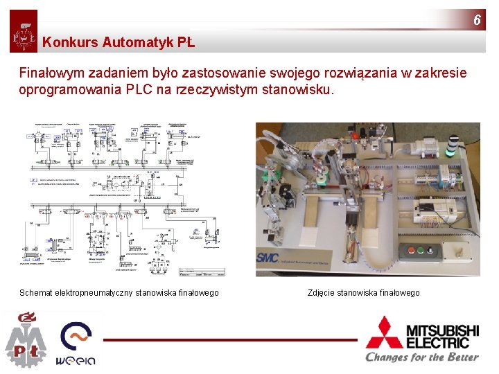 6 Konkurs Automatyk PŁ Finałowym zadaniem było zastosowanie swojego rozwiązania w zakresie oprogramowania PLC