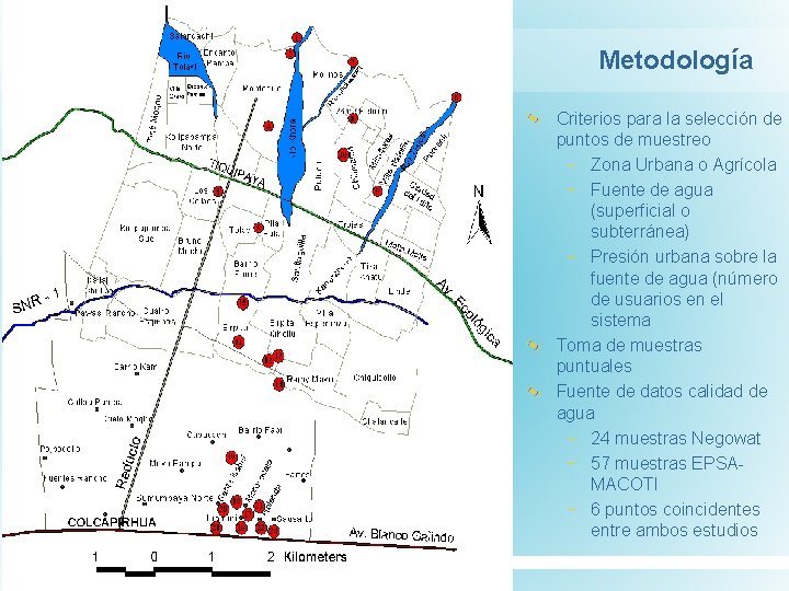 Metodología Criterios para la selección de puntos de muestreo − Zona Urbana o Agrícola