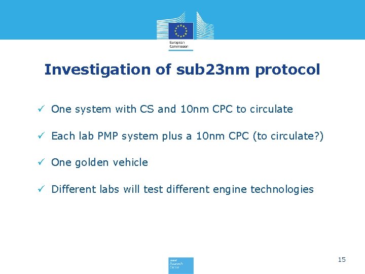 Investigation of sub 23 nm protocol ü One system with CS and 10 nm