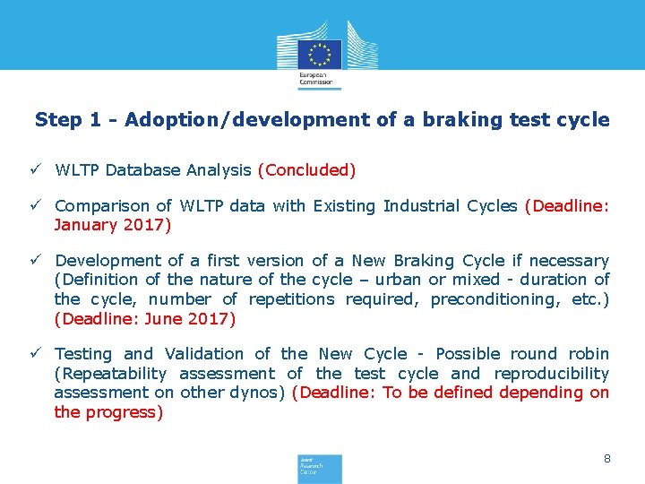 Step 1 - Adoption/development of a braking test cycle ü WLTP Database Analysis (Concluded)