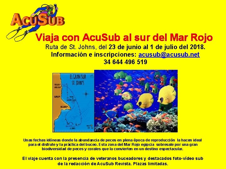 Viaja con Acu. Sub al sur del Mar Rojo Ruta de St. Johns, del