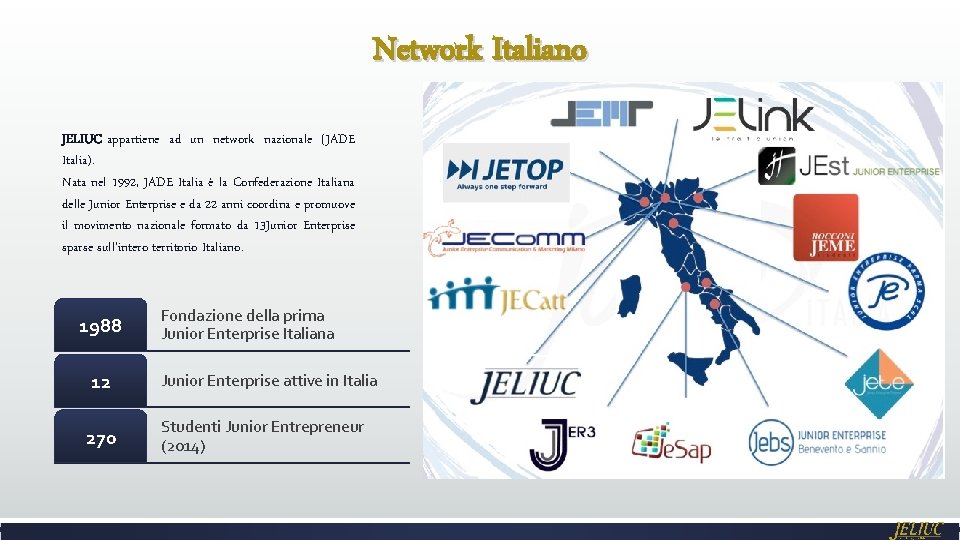 Network Italiano JELIUC appartiene ad un network nazionale (JADE Italia). Nata nel 1992, JADE