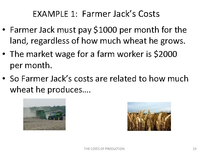 EXAMPLE 1: Farmer Jack’s Costs • Farmer Jack must pay $1000 per month for