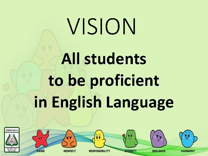 VISION All students to be proficient in English Language 2 