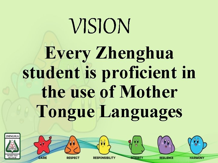 VISION Every Zhenghua student is proficient in the use of Mother Tongue Languages 32