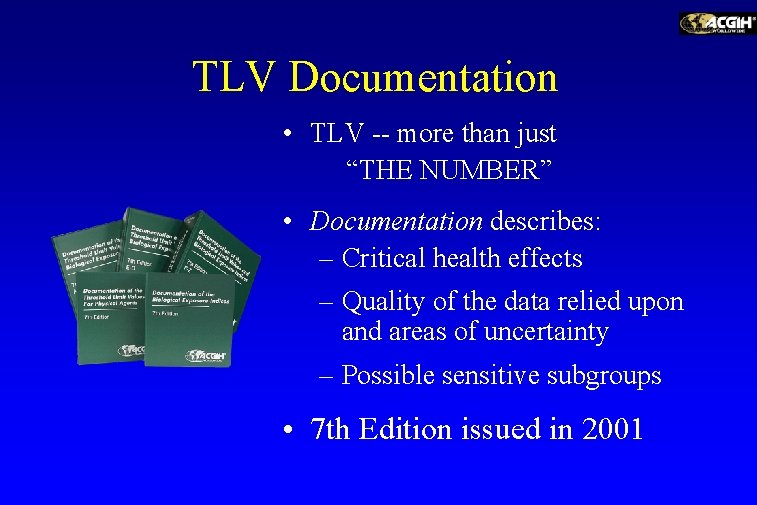 TLV Documentation • TLV -- more than just “THE NUMBER” • Documentation describes: –