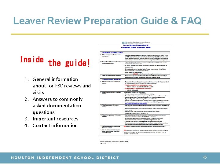 Leaver Review Preparation Guide & FAQ Inside the guide! 1. General information about for