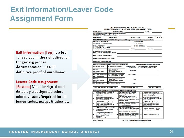 Exit Information/Leaver Code Assignment Form Exit Information [Top] Is a tool to lead you