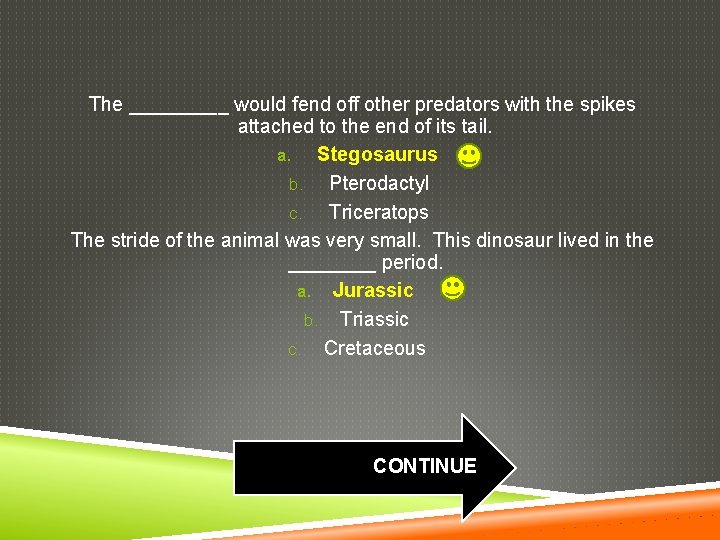 The _____ would fend off other predators with the spikes attached to the end