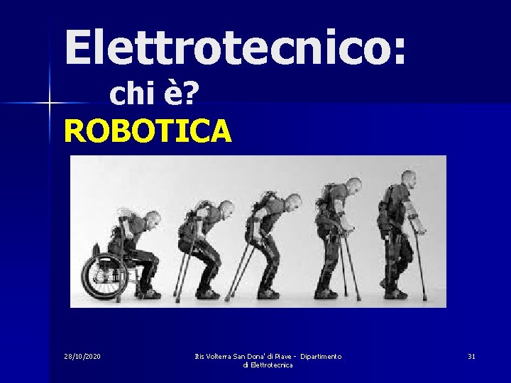 Elettrotecnico: chi è? ROBOTICA 28/10/2020 Itis Volterra San Dona' di Piave - Dipartimento di