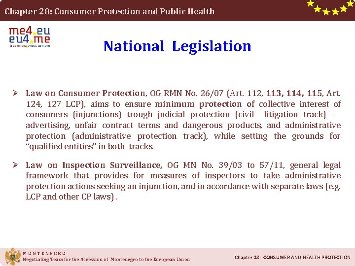 Chapter 28: Consumer Protection and Public Health National Legislation Ø Law on Consumer Protection,
