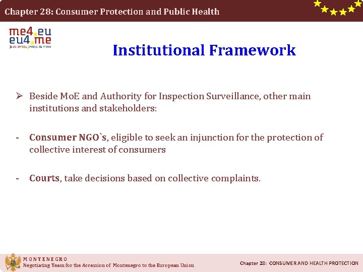 Chapter 28: Consumer Protection and Public Health Institutional Framework Ø Beside Mo. E and