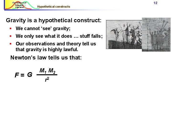 Foundations of Research: Statistics 12 Hypothetical constructs Gravity is a hypothetical construct: § We Foundations of Research: Statistics 12 Hypothetical constructs Gravity is a hypothetical construct: § We