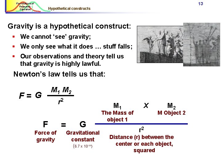 13 Foundations of Research: Statistics Hypothetical constructs Gravity is a hypothetical construct: § We 13 Foundations of Research: Statistics Hypothetical constructs Gravity is a hypothetical construct: § We