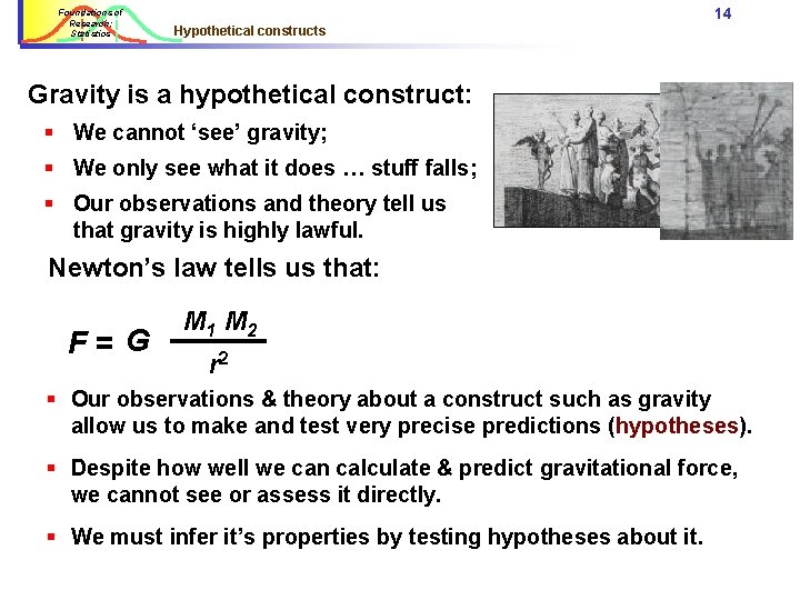 Foundations of Research: Statistics 14 Hypothetical constructs Gravity is a hypothetical construct: § We Foundations of Research: Statistics 14 Hypothetical constructs Gravity is a hypothetical construct: § We