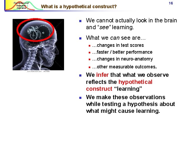 Foundations of Research: Statistics What is a hypothetical construct? n n We cannot actually Foundations of Research: Statistics What is a hypothetical construct? n n We cannot actually