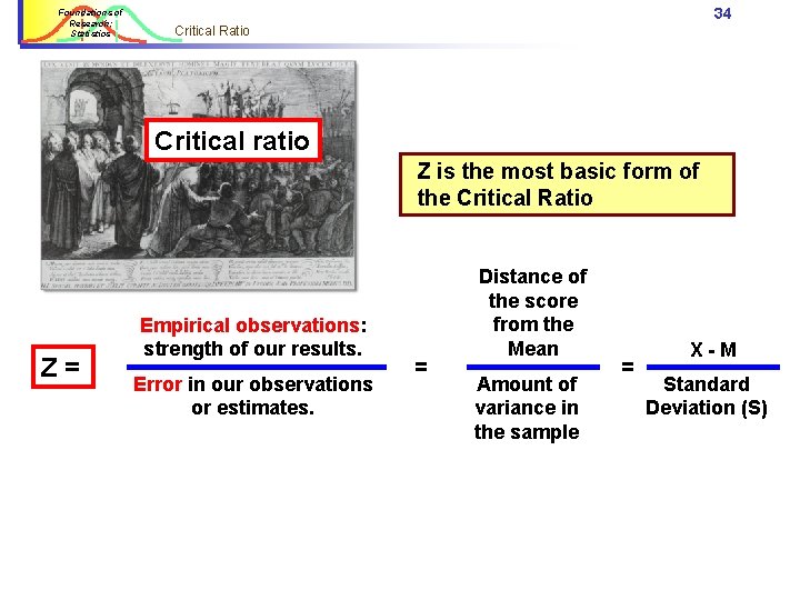 Foundations of Research: Statistics 34 Critical Ratio Critical ratio Z is the most basic Foundations of Research: Statistics 34 Critical Ratio Critical ratio Z is the most basic