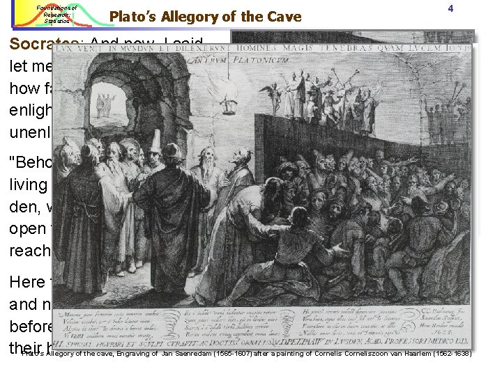 Foundations of Research: Statistics Plato’s Allegory of the Cave 4 Socrates: And now, I Foundations of Research: Statistics Plato’s Allegory of the Cave 4 Socrates: And now, I