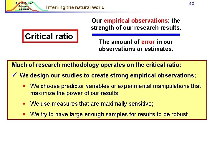 Foundations of Research: Statistics Inferring the natural world 42 Our empirical observations: the strength Foundations of Research: Statistics Inferring the natural world 42 Our empirical observations: the strength