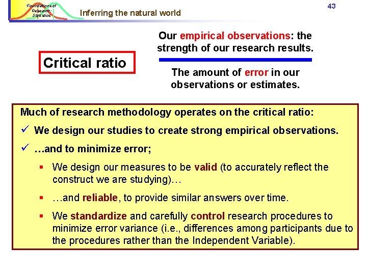 Foundations of Research: Statistics Inferring the natural world 43 Our empirical observations: the strength Foundations of Research: Statistics Inferring the natural world 43 Our empirical observations: the strength