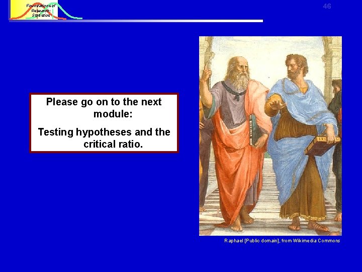 Foundations of Research: Statistics 46 Please go on to the next module: Testing hypotheses Foundations of Research: Statistics 46 Please go on to the next module: Testing hypotheses