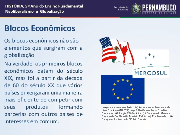 HISTÓRIA, 9º Ano do Ensino Fundamental Neoliberalismo e Globalização Blocos Econômicos Os blocos econômicos