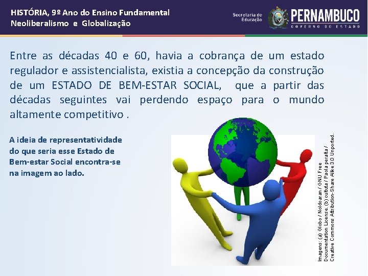 HISTÓRIA, 9º Ano do Ensino Fundamental Neoliberalismo e Globalização A ideia de representatividade do