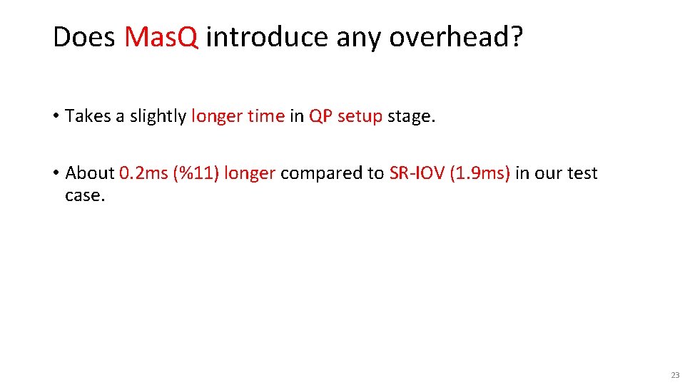 Does Mas. Q introduce any overhead? • Takes a slightly longer time in QP