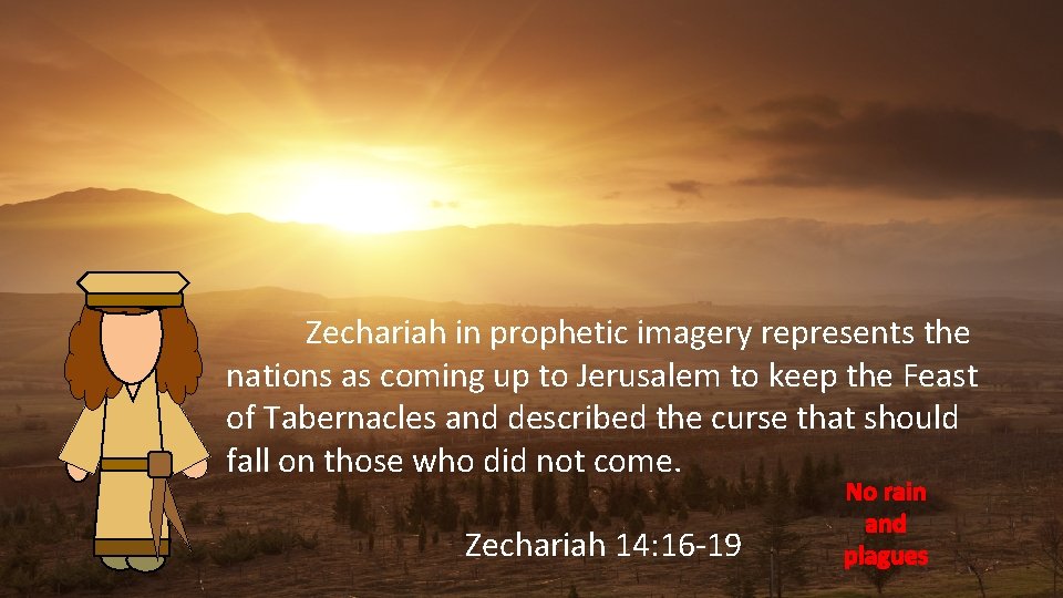 Zechariah in prophetic imagery represents the nations as coming up to Jerusalem to keep