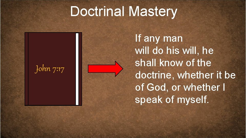Doctrinal Mastery John 7: 17 If any man will do his will, he shall